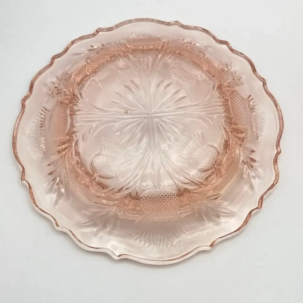 Passion Pink Round Dome Covered Butter Dish Inverted Thistle Mosser Glass USA